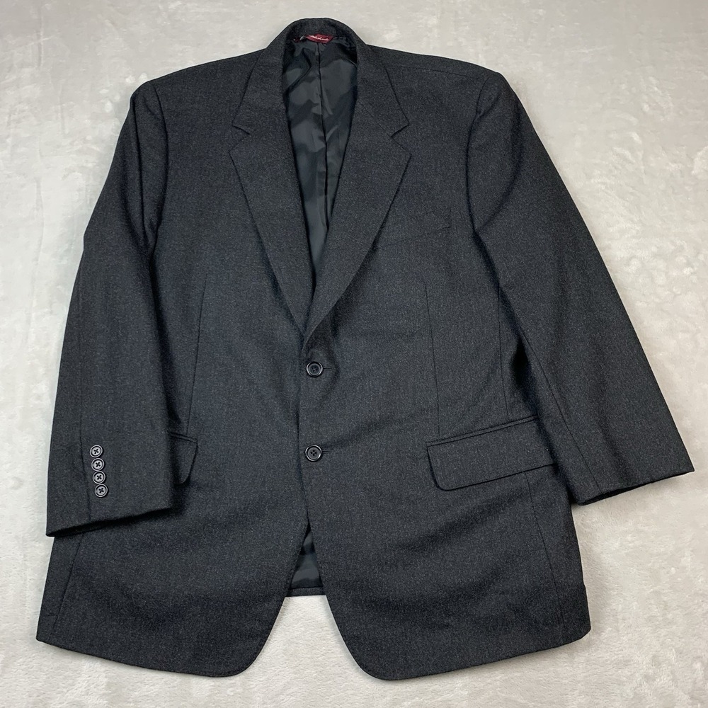 Vintage Samuelsohn Blazer Mens 46R Black Wool Soft Single Breasted 2 Button